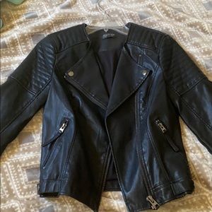 Topshop black vegan leather zip jacket